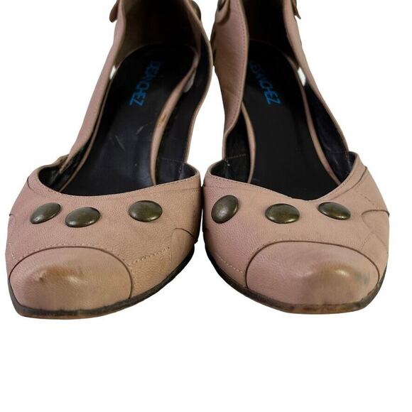 Joe Sanchez Womens Blush Leather Pumps Studded Chunky Heels Point Toe Shoes 40/9 - Picture 7 of 16